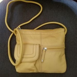 Buttery yellow leather Tignanello crossbody bag